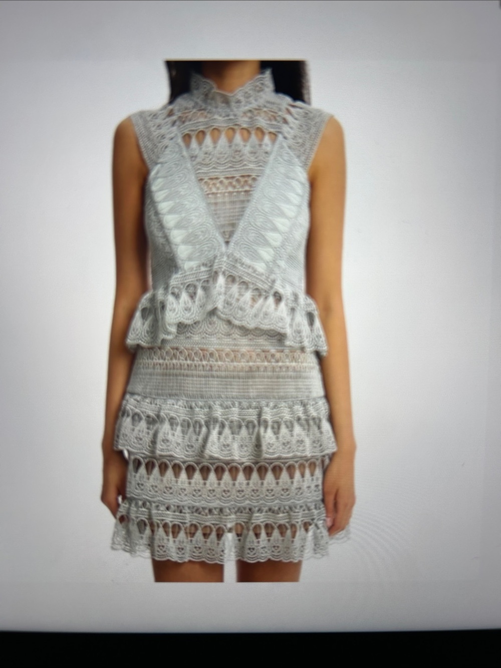 AQUA NEW** GUIPURE LACE MINI DRESS Romantic Tiers Beach Wedding Cocktail
